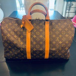 Louis Vuitton Keepall 45 Travel Bag with Luggage tag